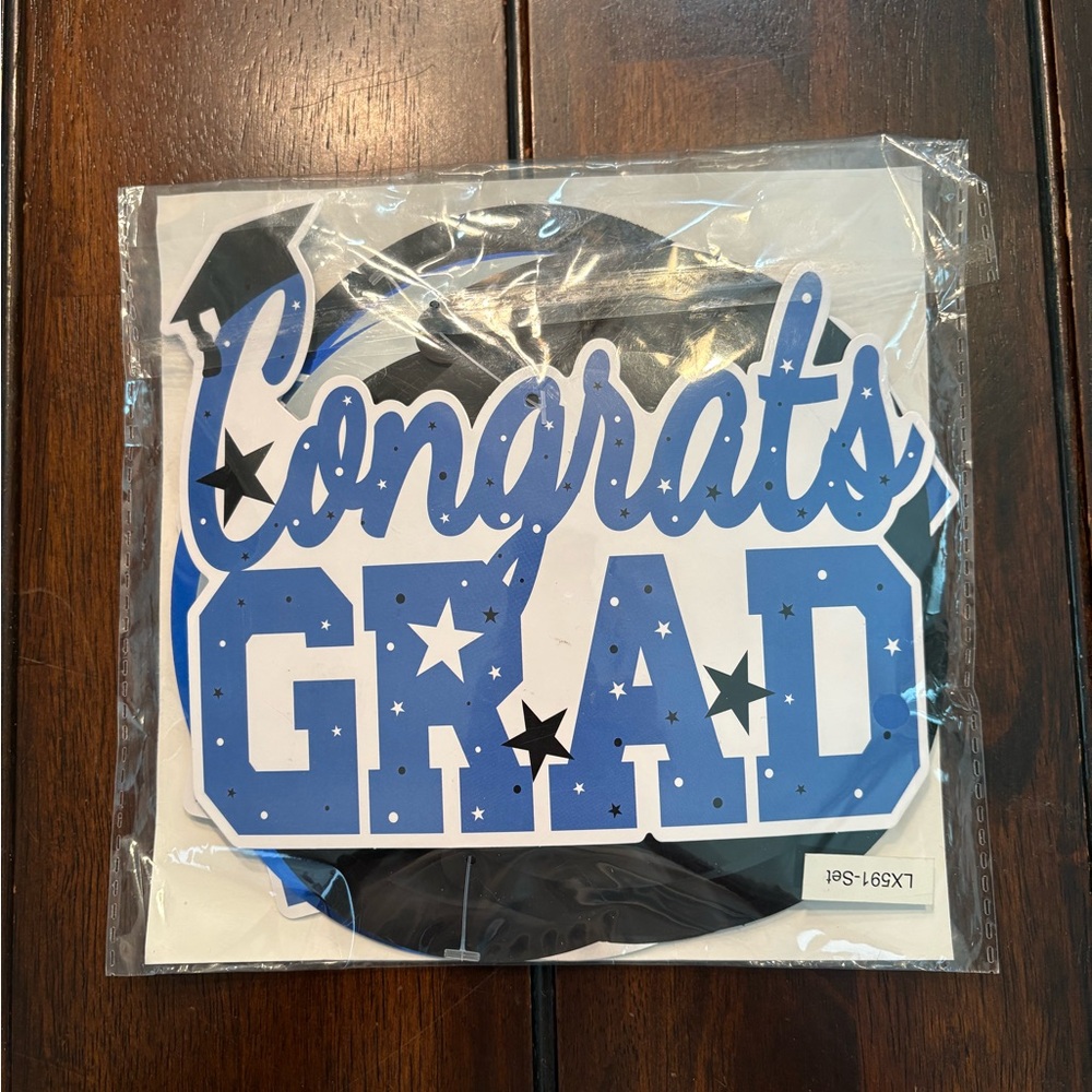 Congrats Grad Blue and Black Hanging Decorations